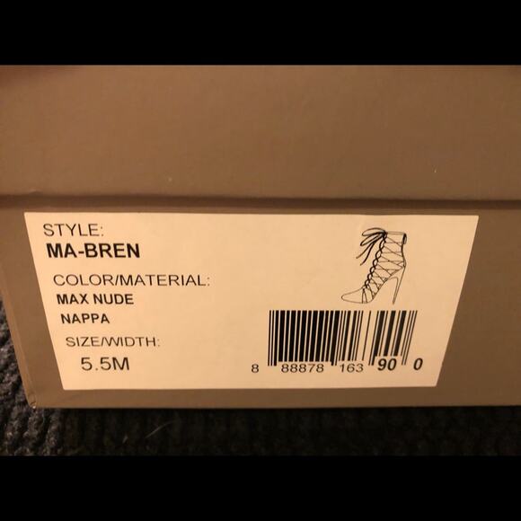 NEW BCBGMaxAzria Leather Bren Lace-Up Cage Almond Toe Bootie in Max Nude … NIB - Picture 11 of 15
